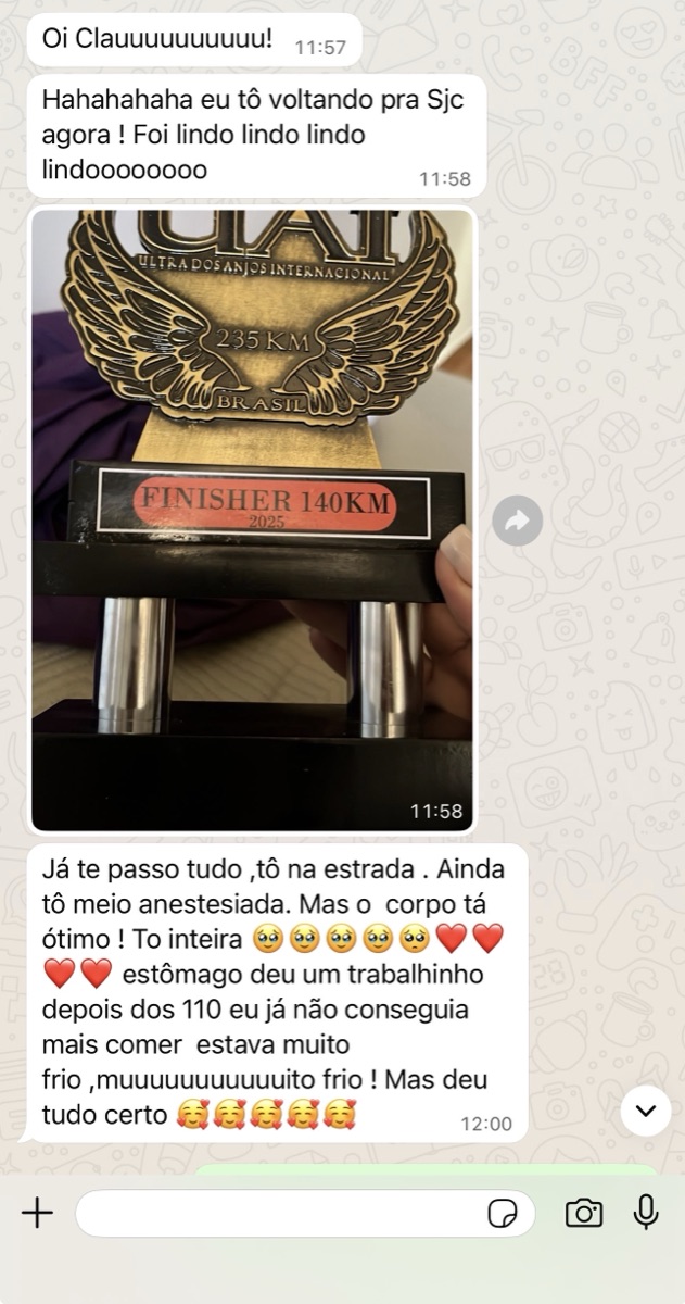 Atleta acompanhada pela Clau
