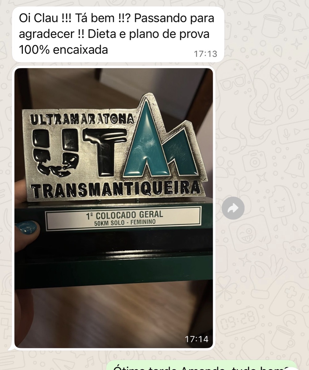 Atleta acompanhada pela Clau