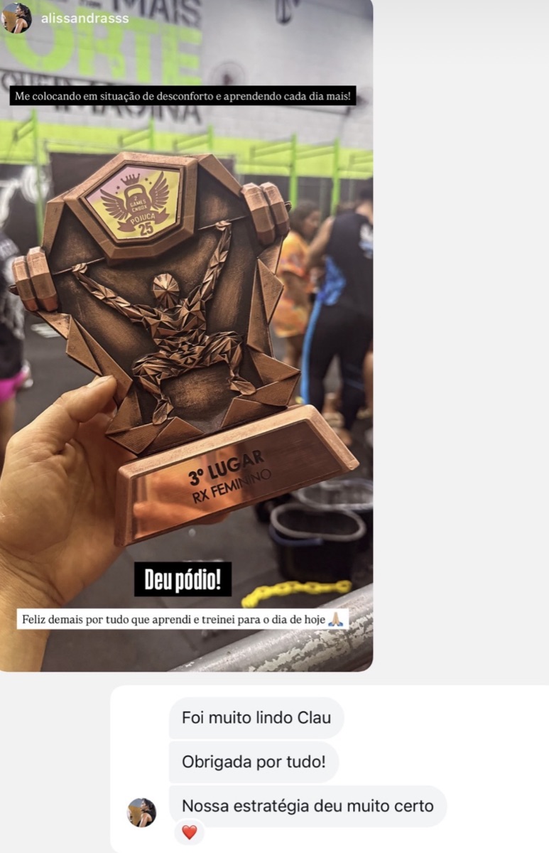 Atleta acompanhada pela Clau